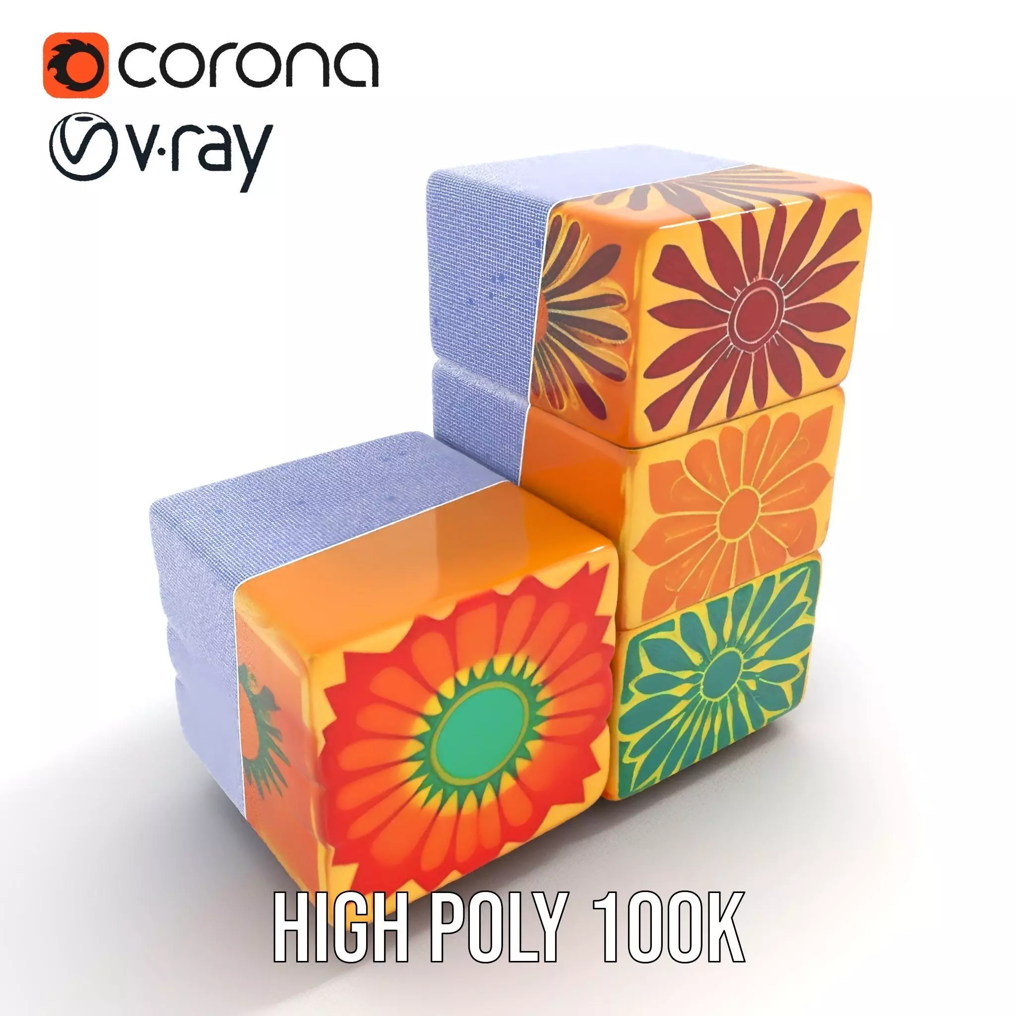 Retro Floral Block model pack Texture_26