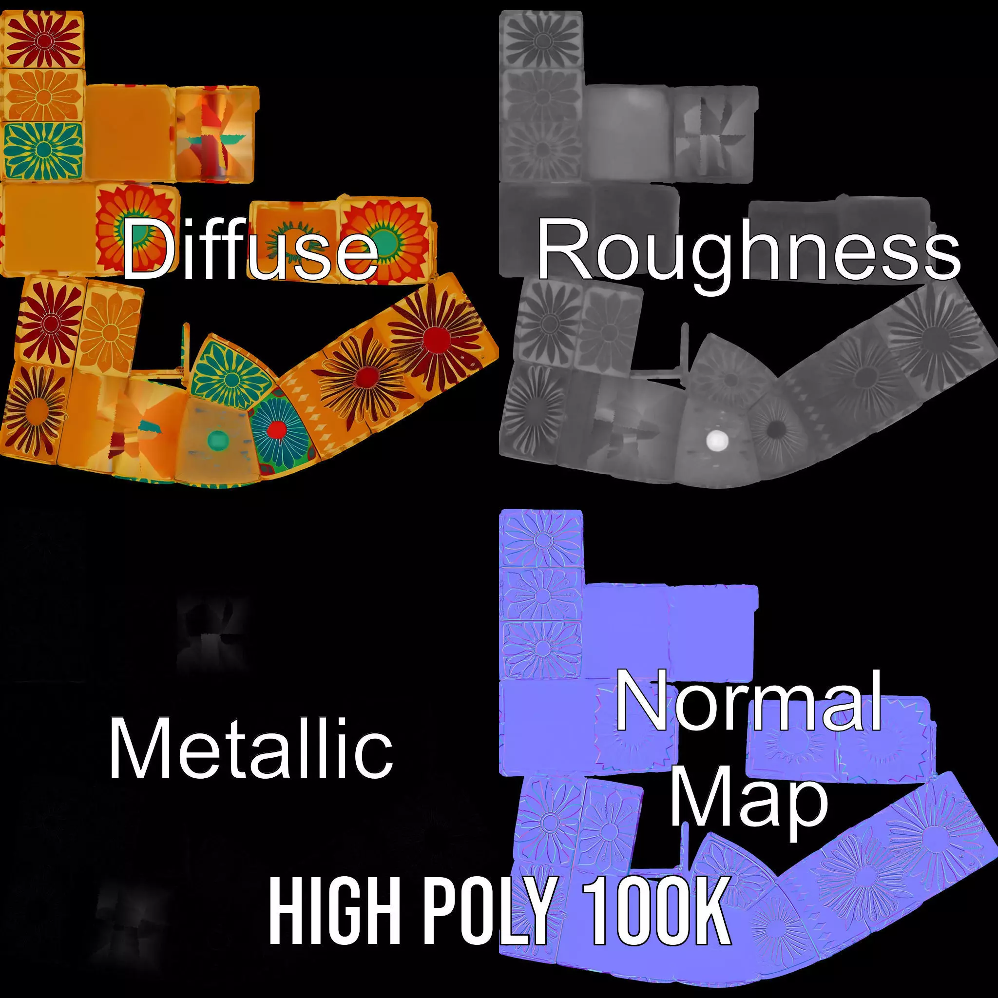 Retro Floral Block model pack Texture_3