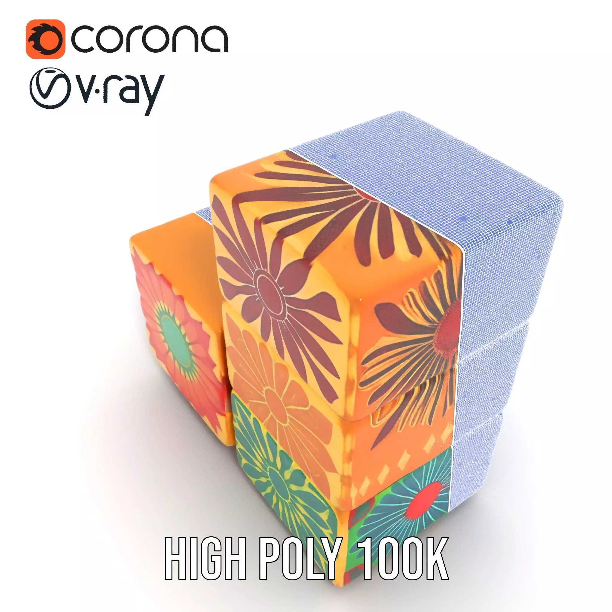 Retro Floral Block model pack Texture_29