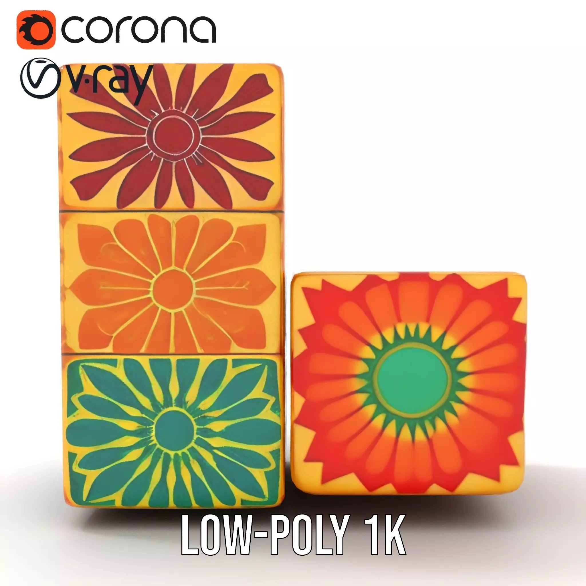 Retro Floral Block model pack Texture_22