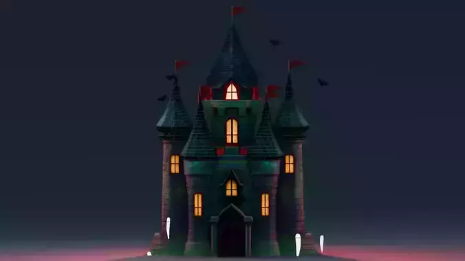 Stylized Halloween Props - Haunted Castle Low-poly 3D model
