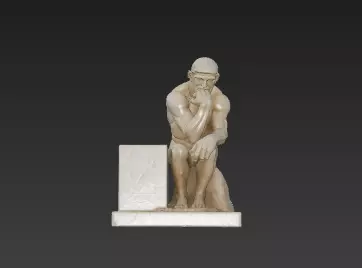 Elegant Marble Pen Holder with Thinker Statue 3D print model