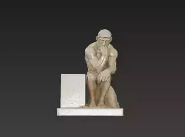 Elegant Marble Pen Holder with Thinker Statue