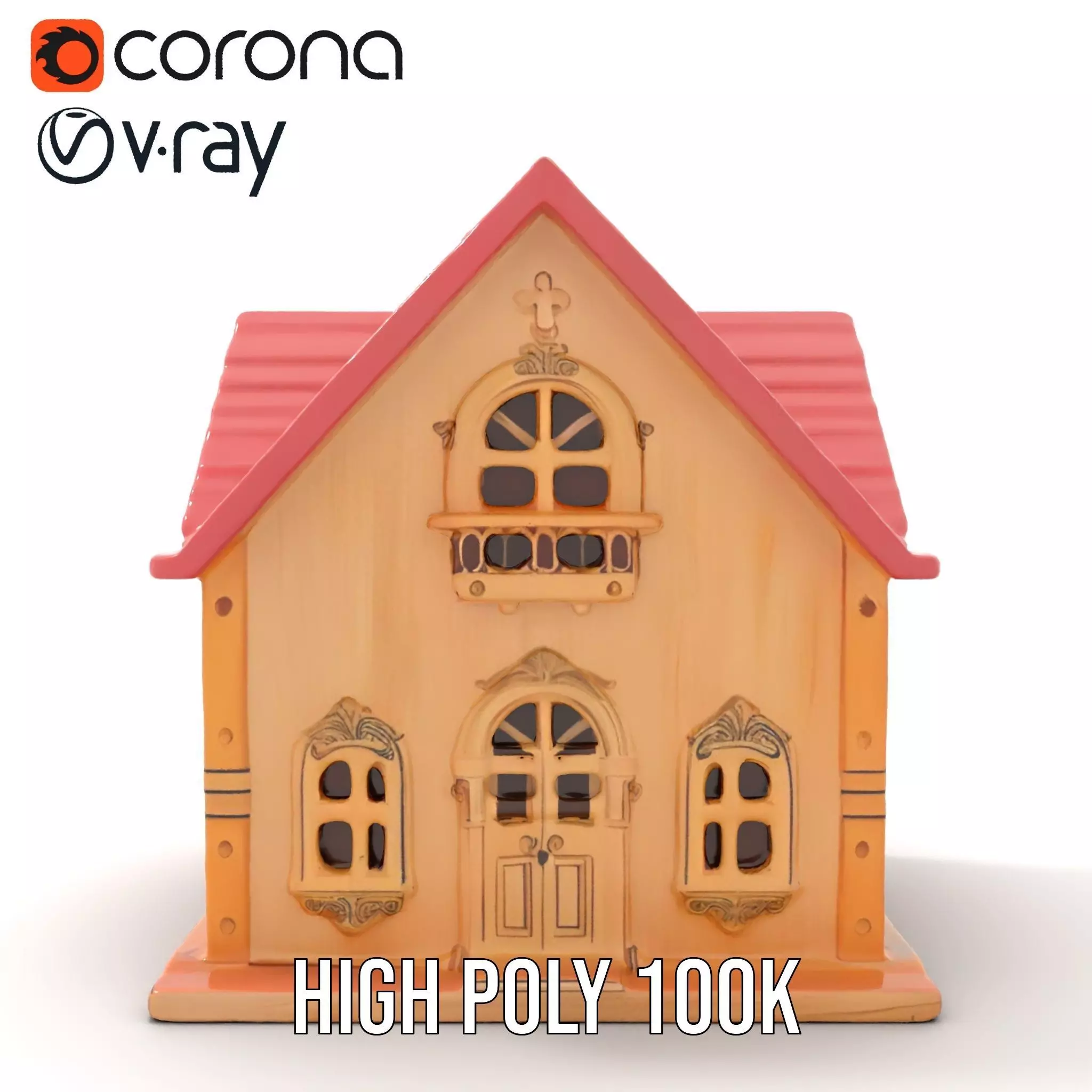 Charming Pink Dollhouse model pack Low-poly 3D model_15