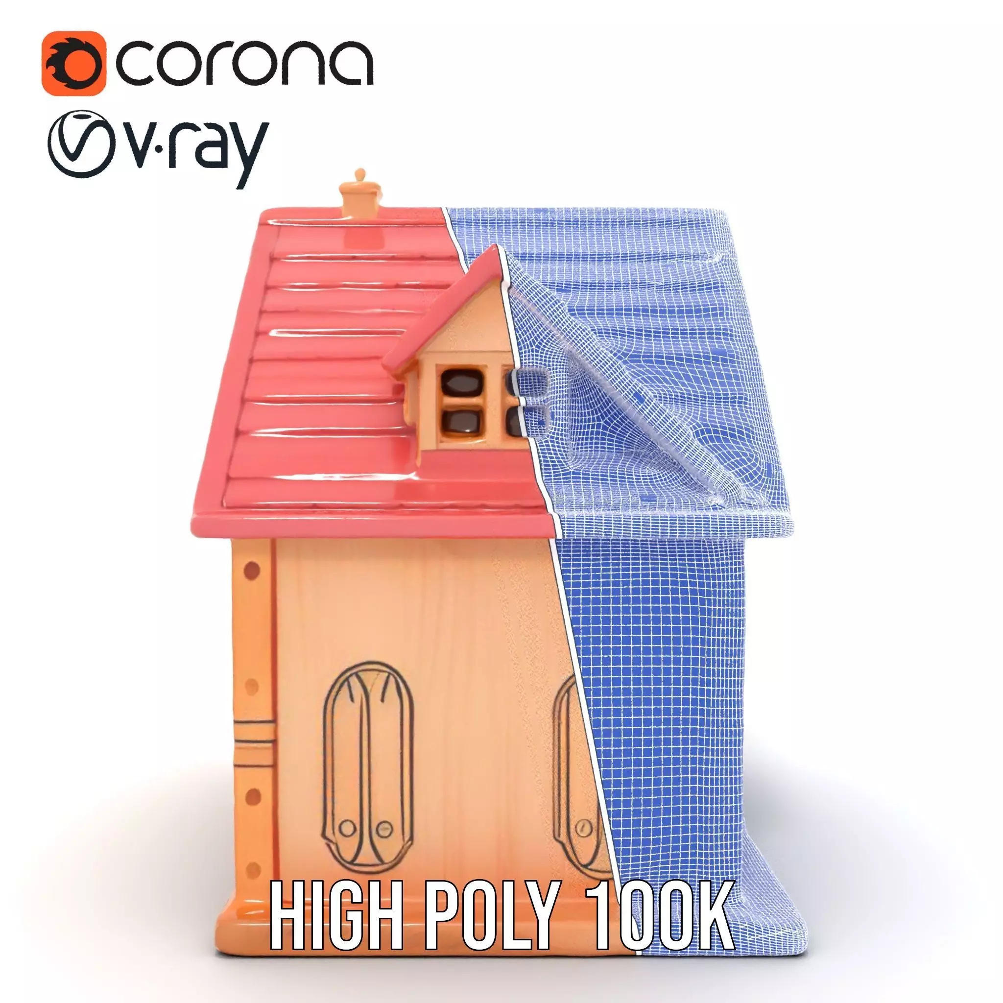 Charming Pink Dollhouse model pack Low-poly 3D model_29