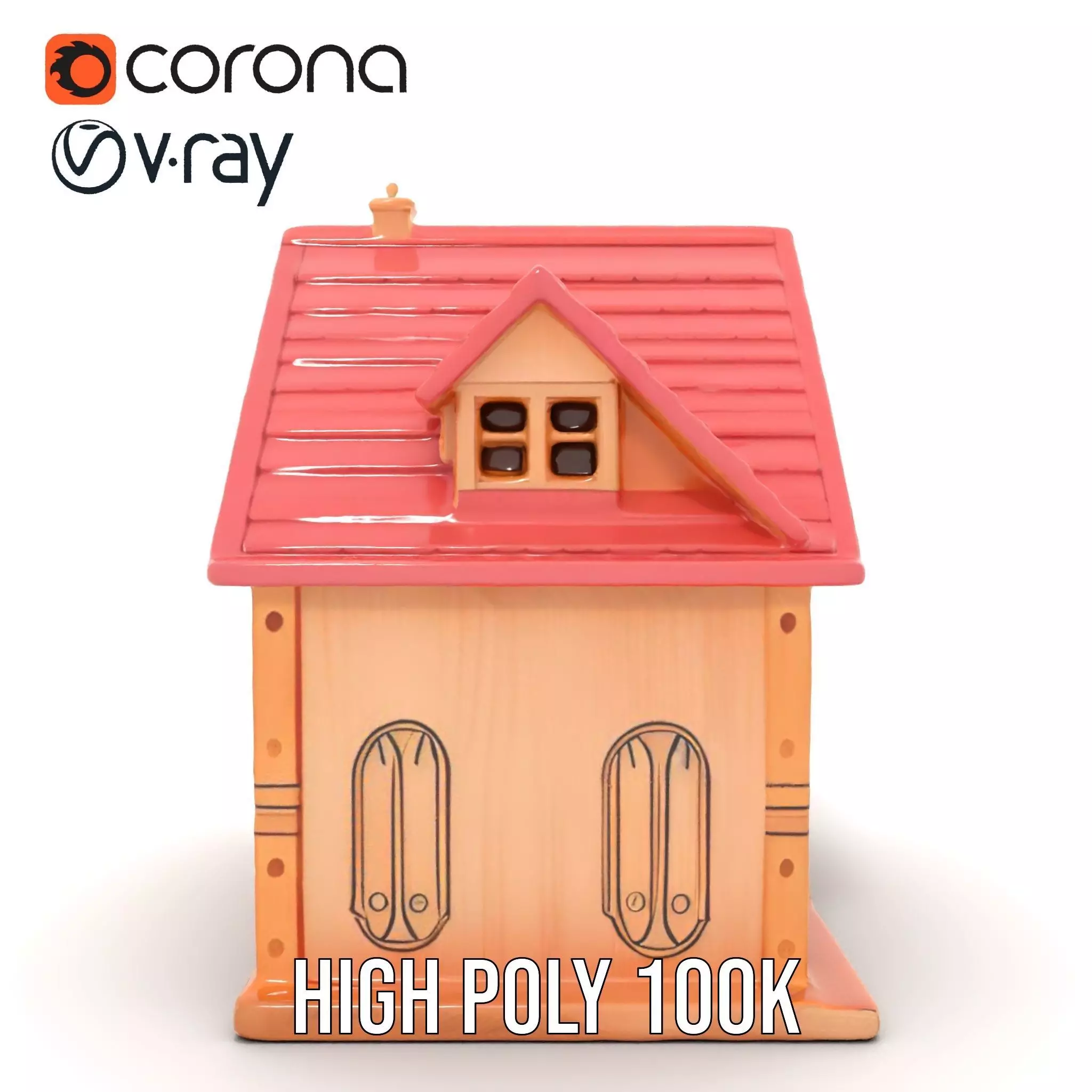 Charming Pink Dollhouse model pack Low-poly 3D model_26