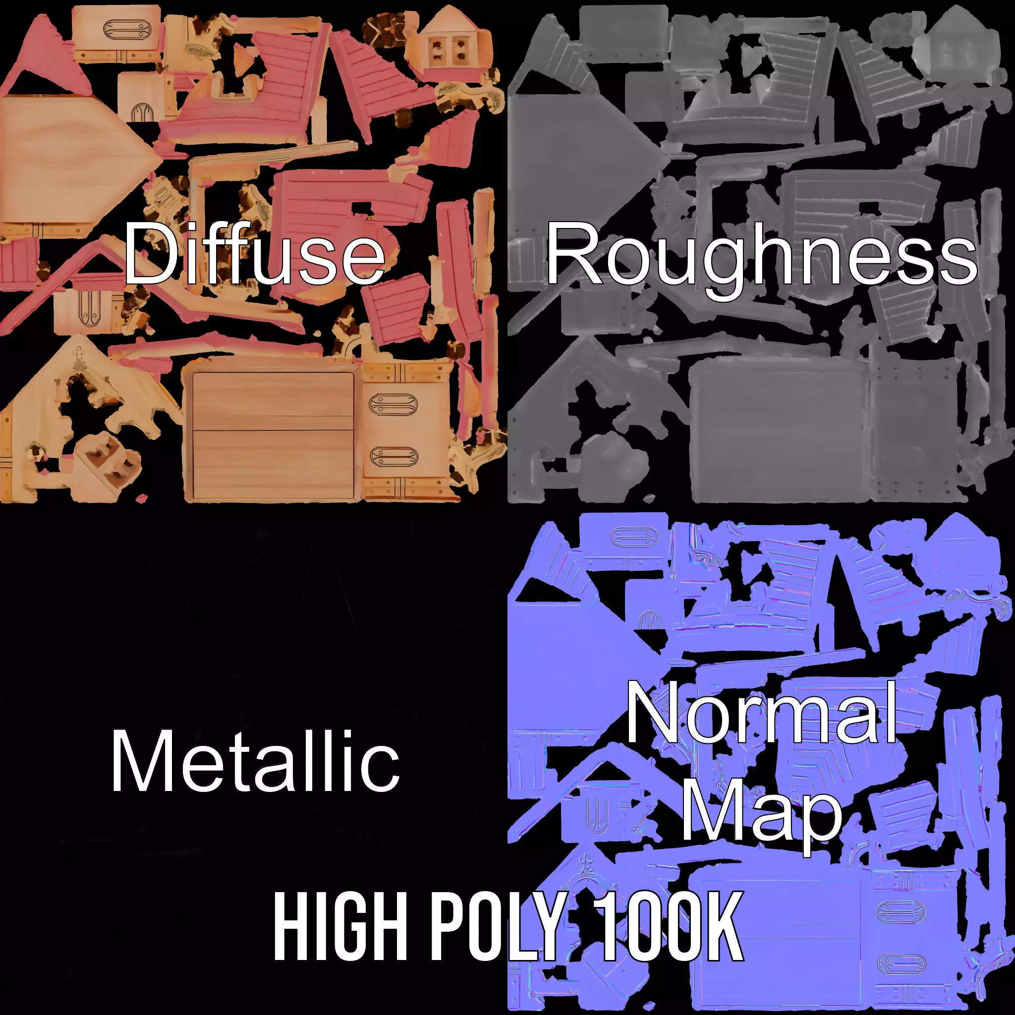 Charming Pink Dollhouse model pack Low-poly 3D model_3