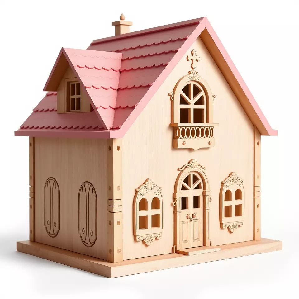 Charming Pink Dollhouse model pack Low-poly 3D model_2