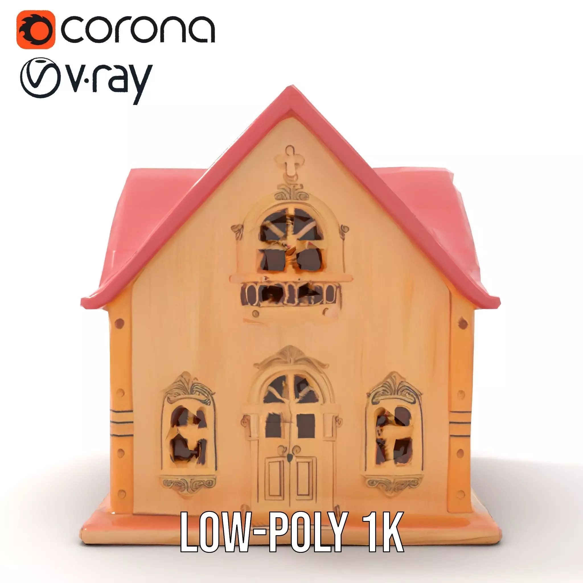 Charming Pink Dollhouse model pack Low-poly 3D model_7