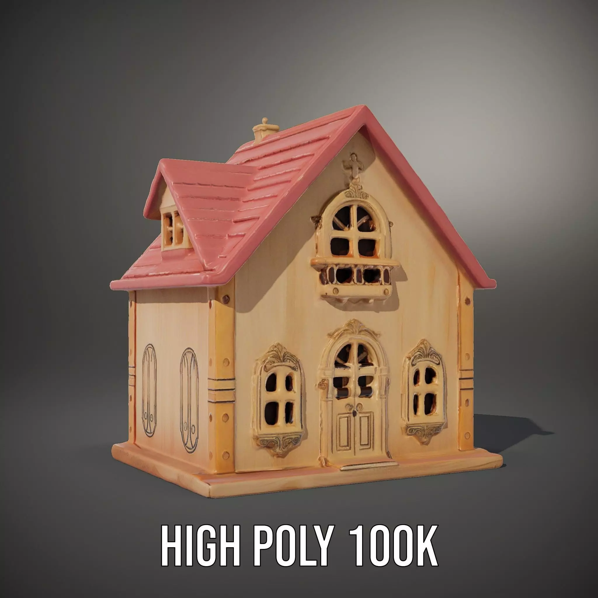 Charming Pink Dollhouse model pack Low-poly 3D model_10
