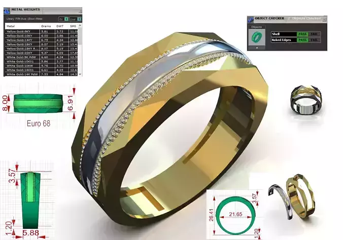 Mens Gold Ring Model Two-Tone Marriage mr0289