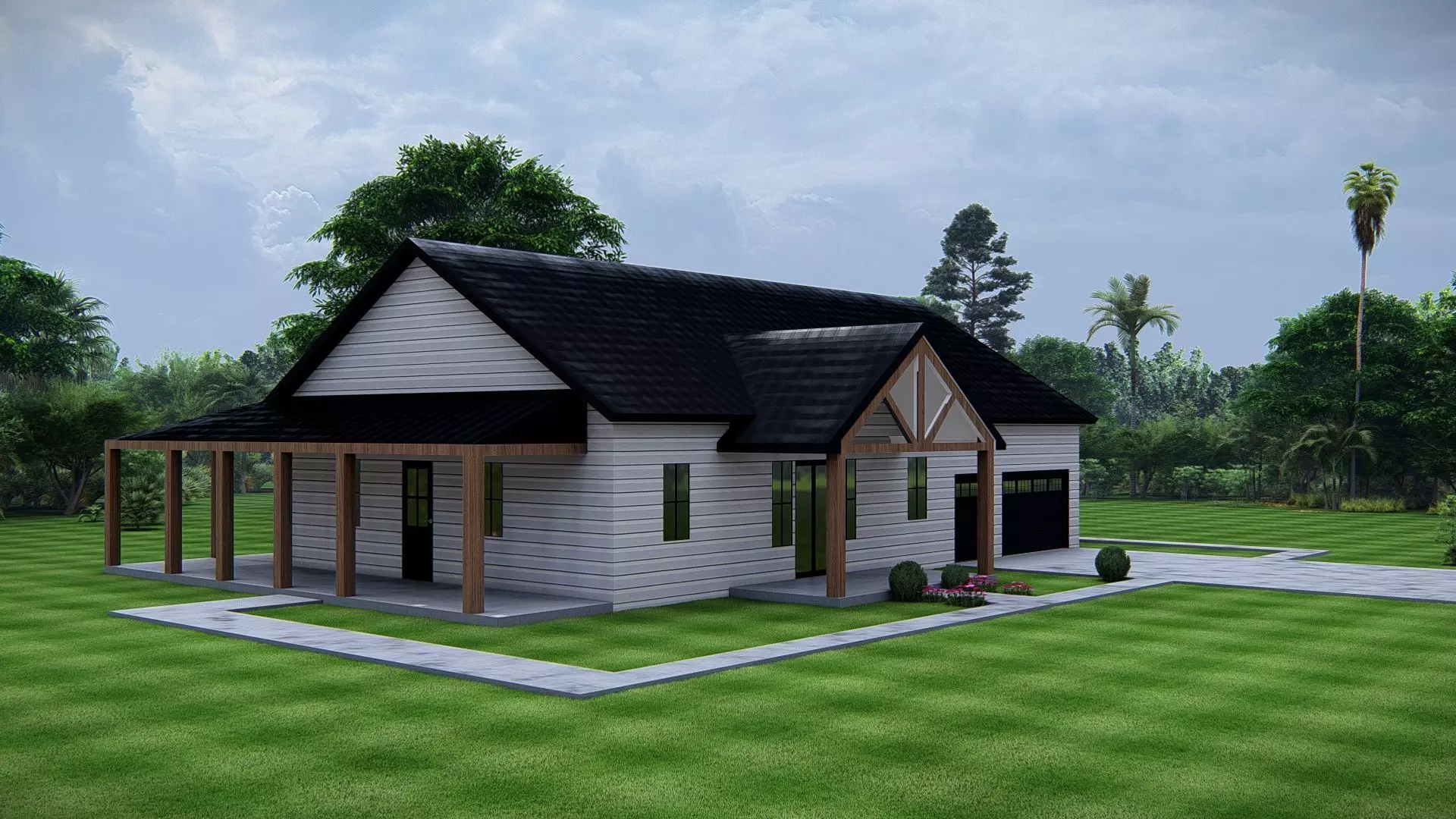 Modern American House Exterior 3D Model Architectural  3D model_1