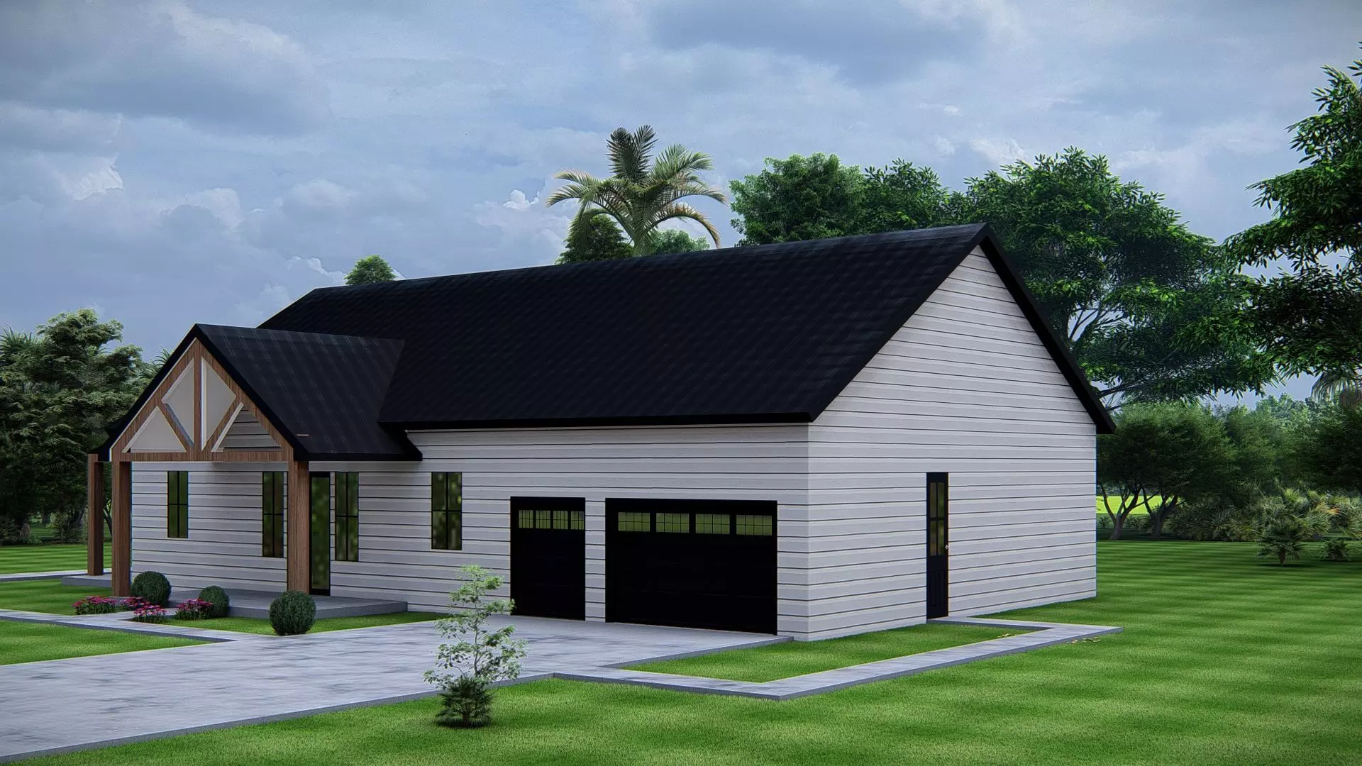 Modern American House Exterior 3D Model Architectural  3D model_2