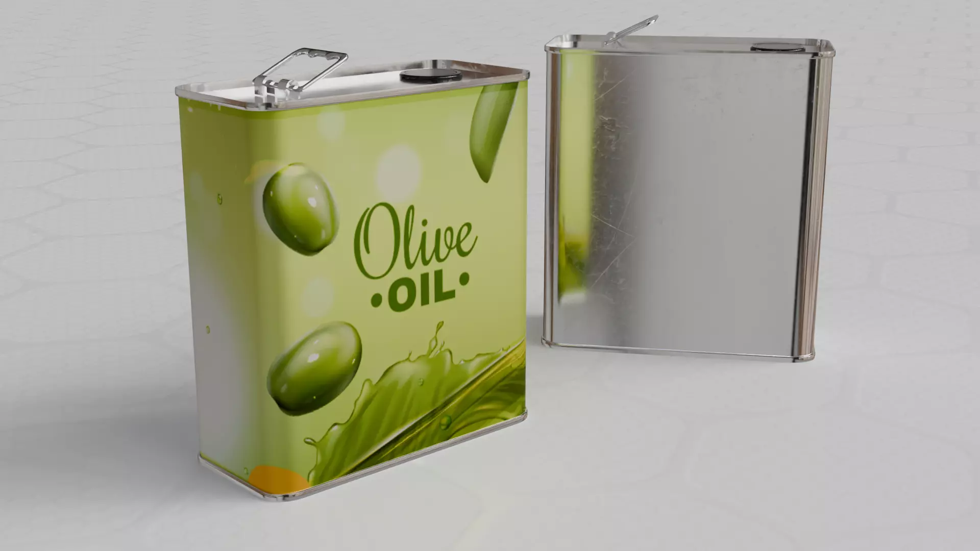 Square Aluminium Oil can tin 3D model_4