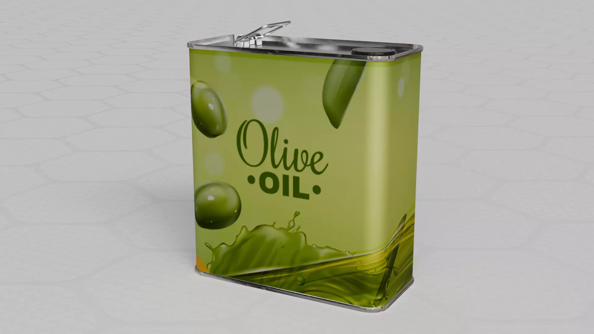 Square Aluminium Oil can tin 3D model_1