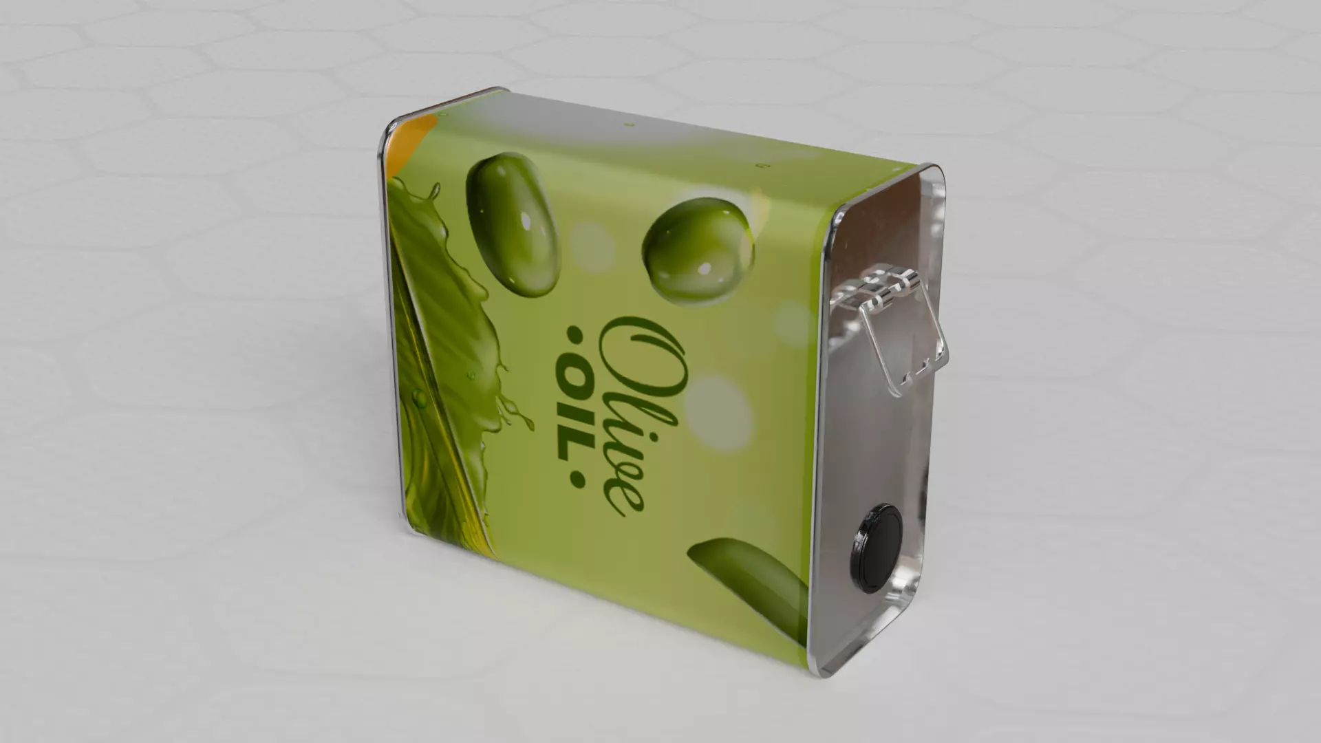 Square Aluminium Oil can tin 3D model_5