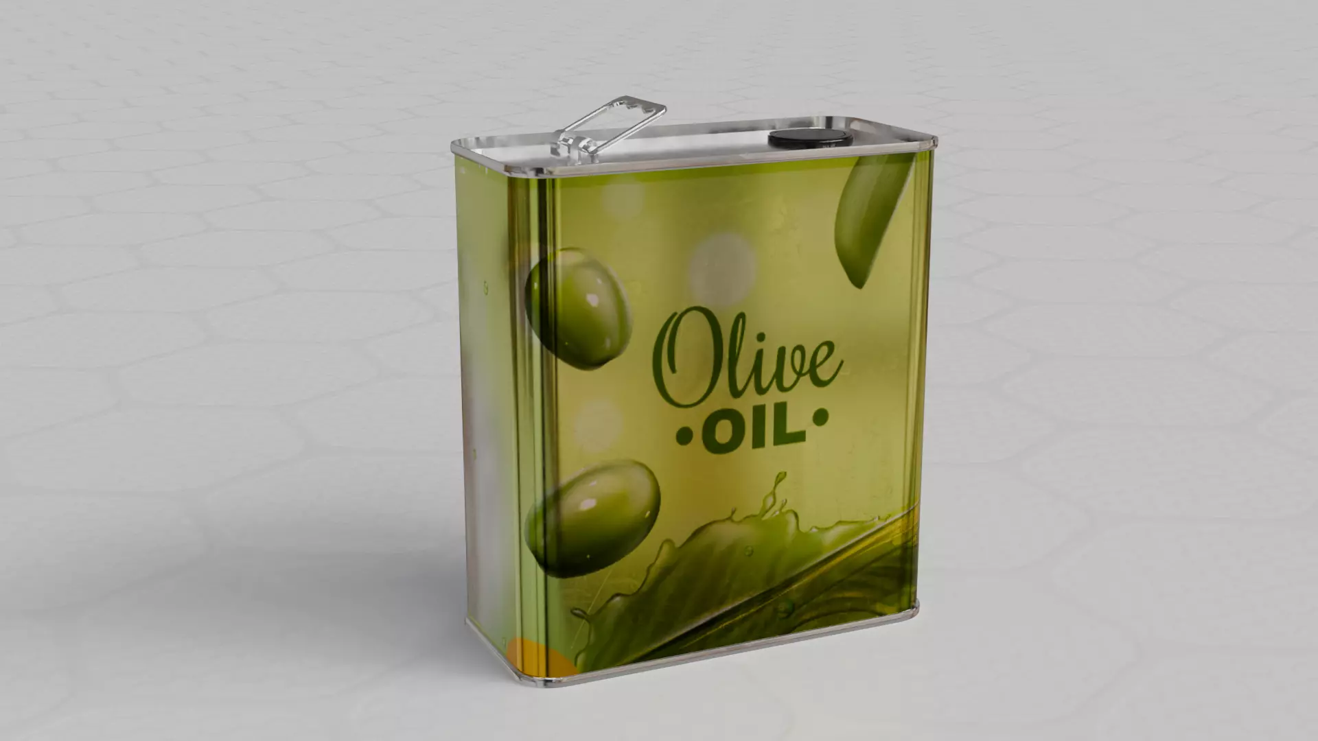 Square Aluminium Oil can tin 3D model_0