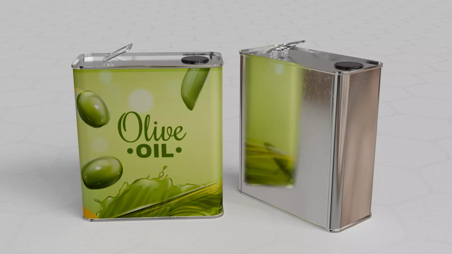 Square Aluminium Oil can tin 3D model_3