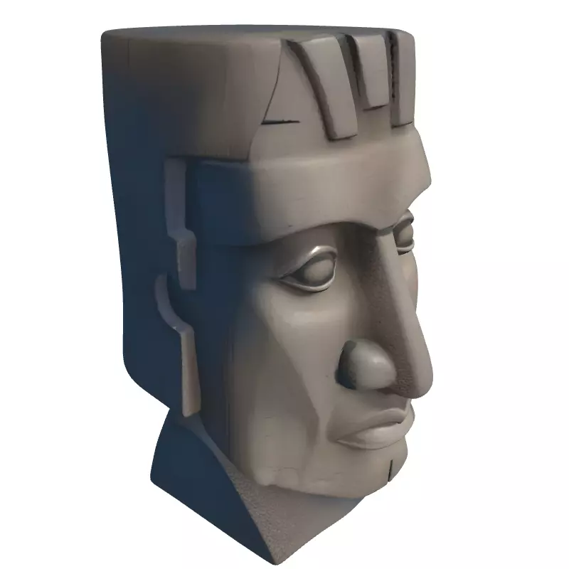 Ancient Stone Tribal Head Statue Low-poly 3D model_3