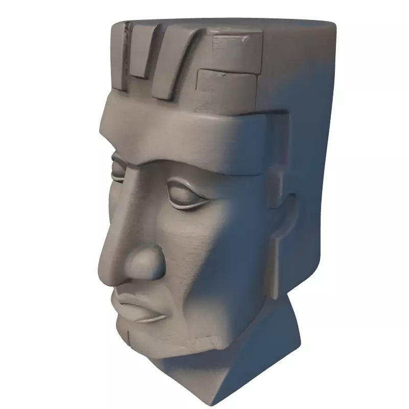 Ancient Stone Tribal Head Statue Low-poly 3D model_2