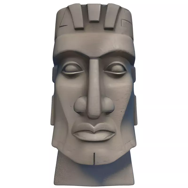 Ancient Stone Tribal Head Statue Low-poly 3D model_4