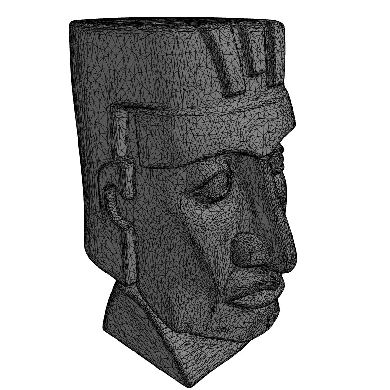 Ancient Stone Tribal Head Statue Low-poly 3D model_1