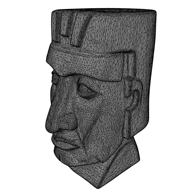 Ancient Stone Tribal Head Statue Low-poly 3D model_9