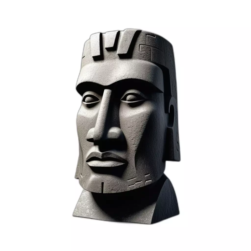 Ancient Stone Tribal Head Statue Low-poly 3D model_0