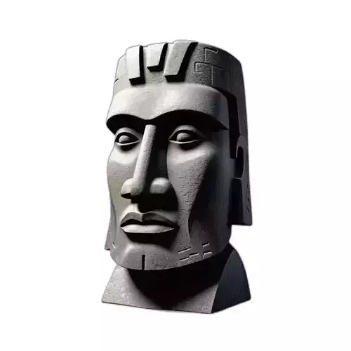 Ancient Stone Tribal Head Statue