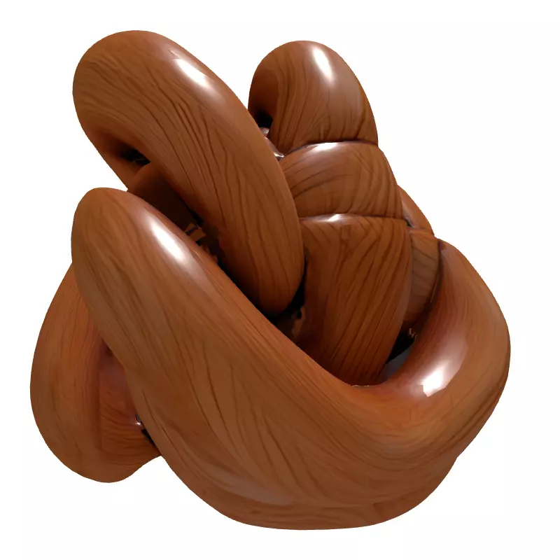 Wooden Interlocking Knot Abstract Sculpture Low-poly 3D model_6