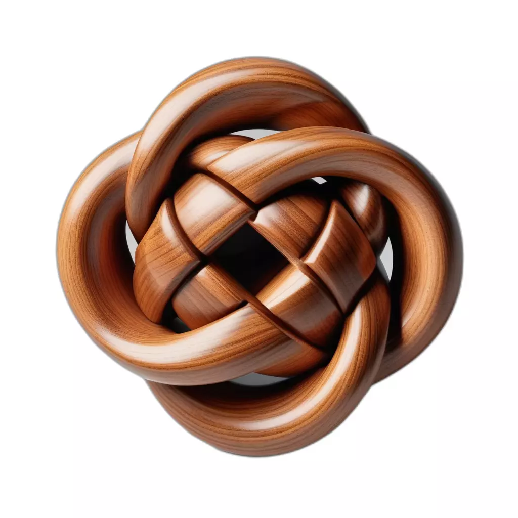 Wooden Interlocking Knot Abstract Sculpture Low-poly 3D model_0