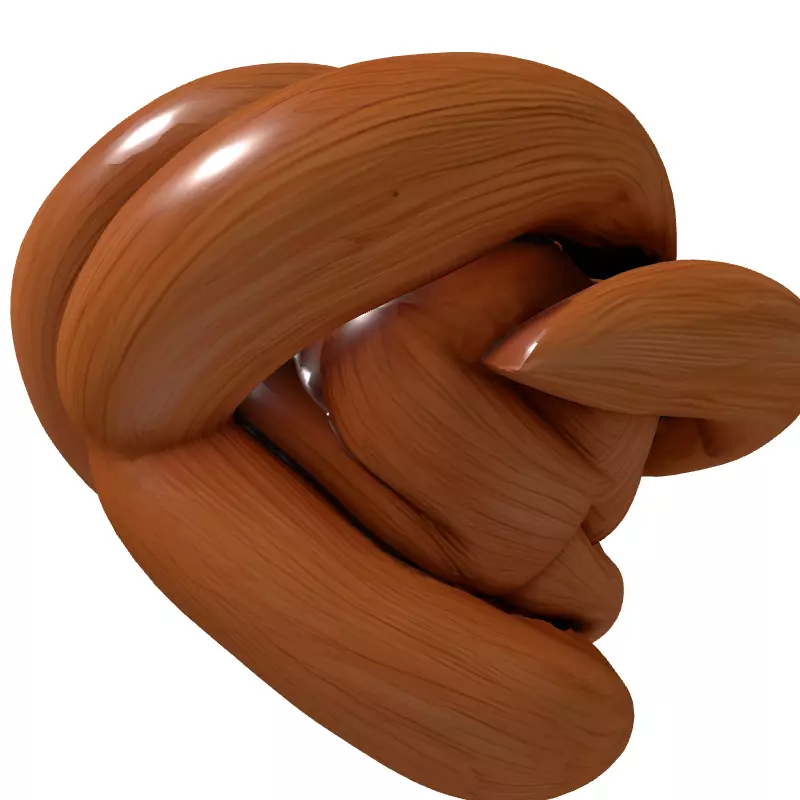Wooden Interlocking Knot Abstract Sculpture Low-poly 3D model_5