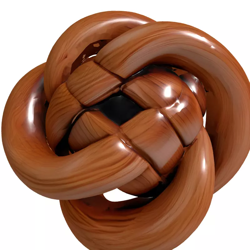 Wooden Interlocking Knot Abstract Sculpture Low-poly 3D model_3