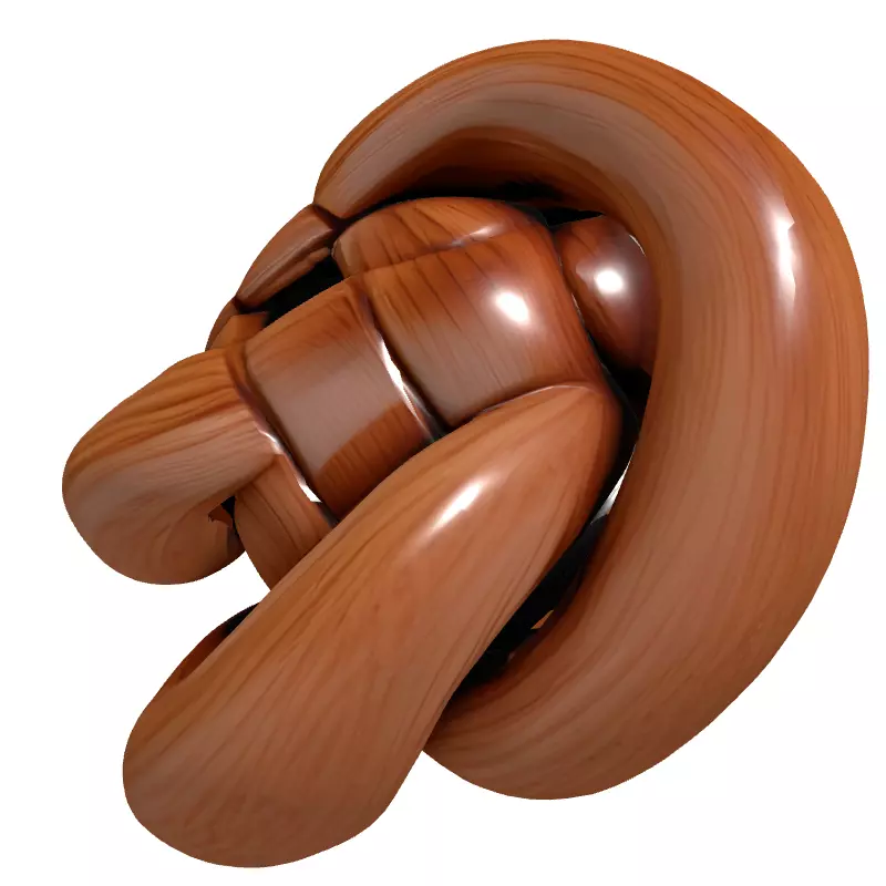 Wooden Interlocking Knot Abstract Sculpture Low-poly 3D model_4