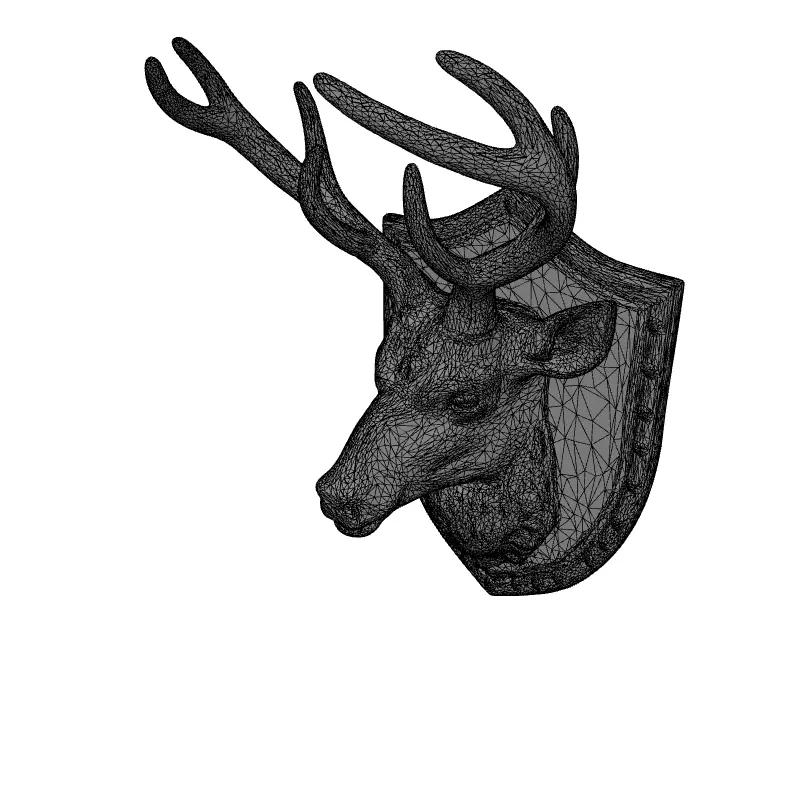 White Deer Head Wall Mount Trophy Low-poly 3D model_9