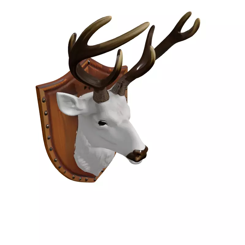White Deer Head Wall Mount Trophy Low-poly 3D model_3