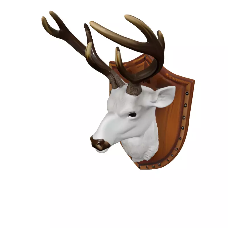 White Deer Head Wall Mount Trophy Low-poly 3D model_2