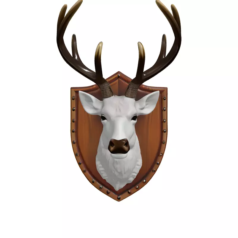 White Deer Head Wall Mount Trophy Low-poly 3D model_4