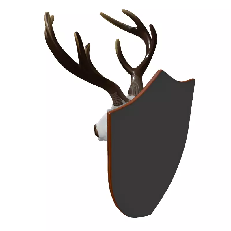 White Deer Head Wall Mount Trophy Low-poly 3D model_5