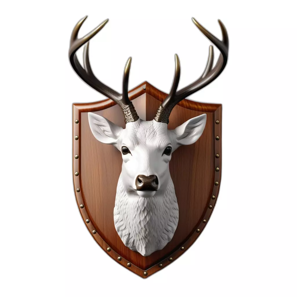 White Deer Head Wall Mount Trophy Low-poly 3D model_0