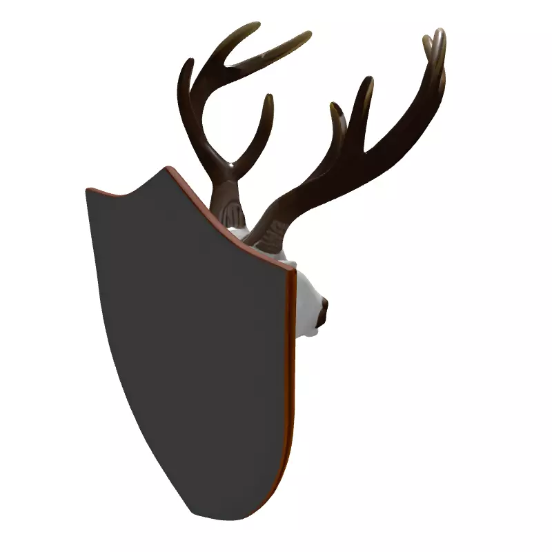 White Deer Head Wall Mount Trophy Low-poly 3D model_6