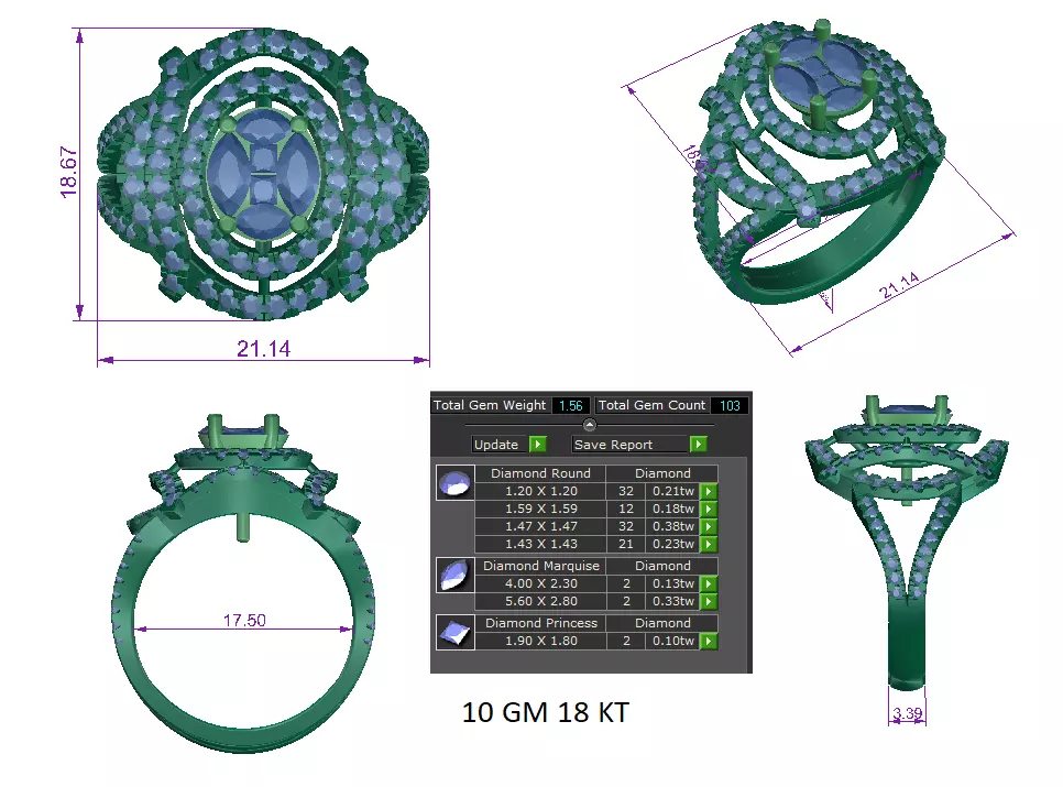 Women Ring Render 3dm STL OBJ FBX Details 3D print model_1