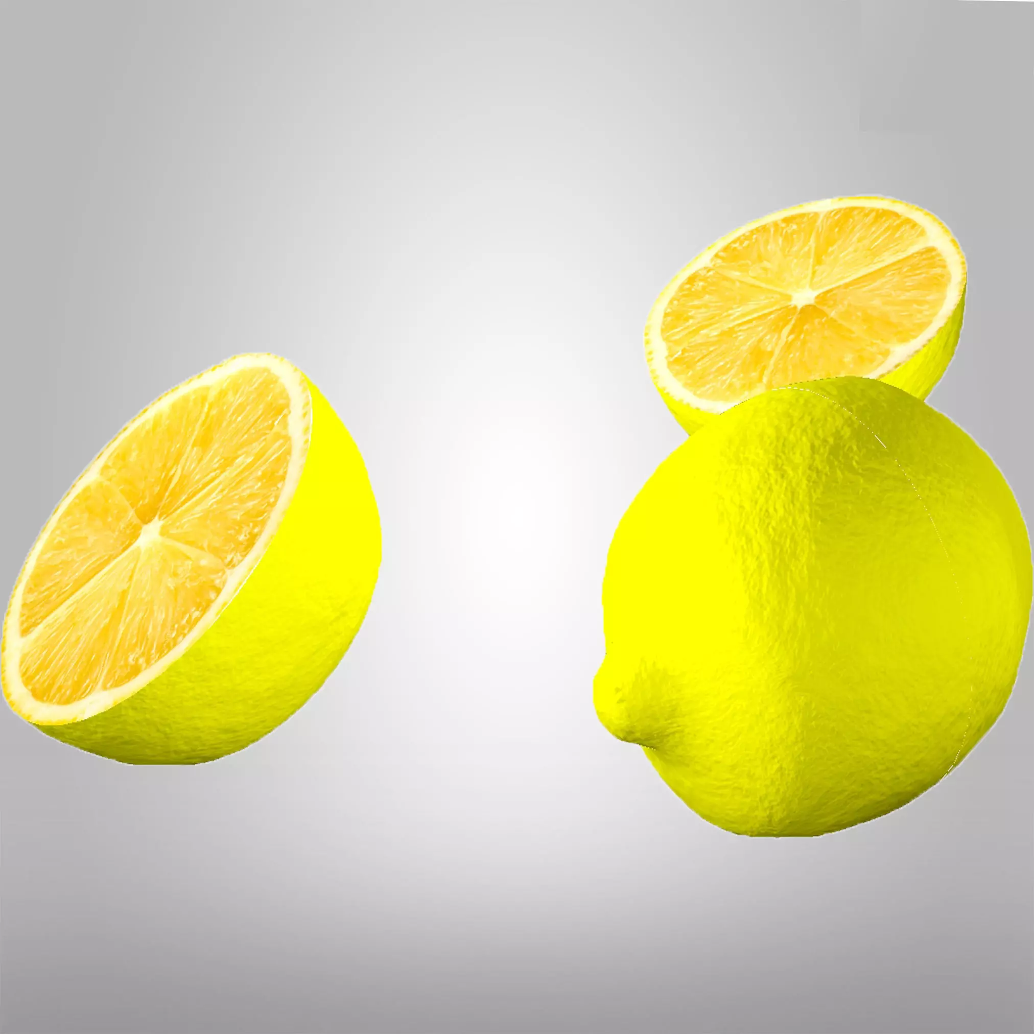 lemon with slices  Low-poly 3D model_0