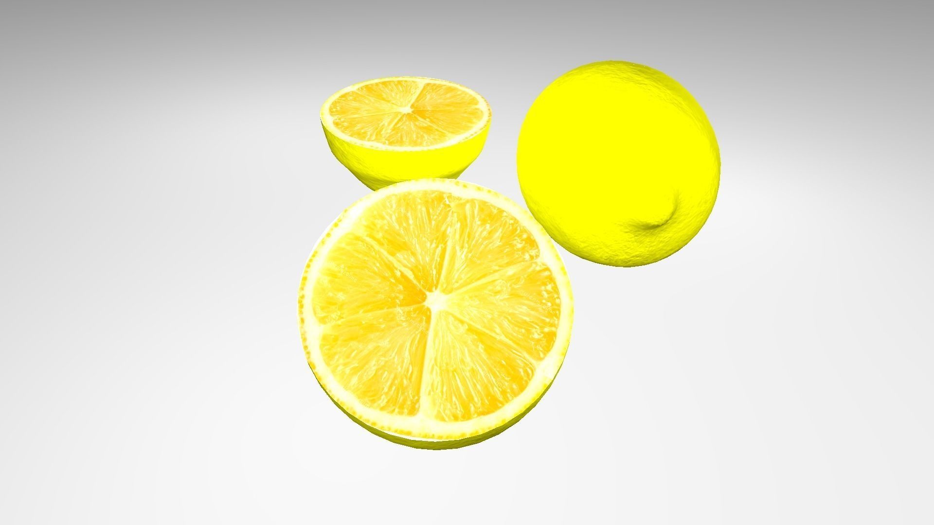 lemon with slices  Low-poly 3D model_3