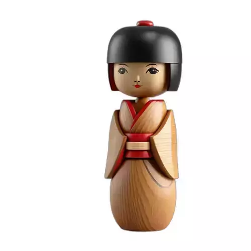 Traditional Japanese Kokeshi Doll Model