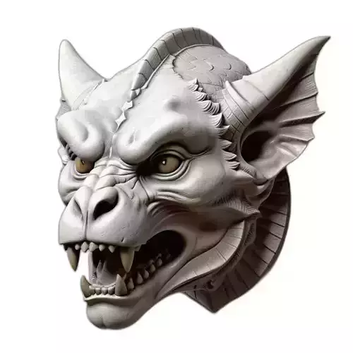 Detailed Fantasy Dragon Head Sculpture