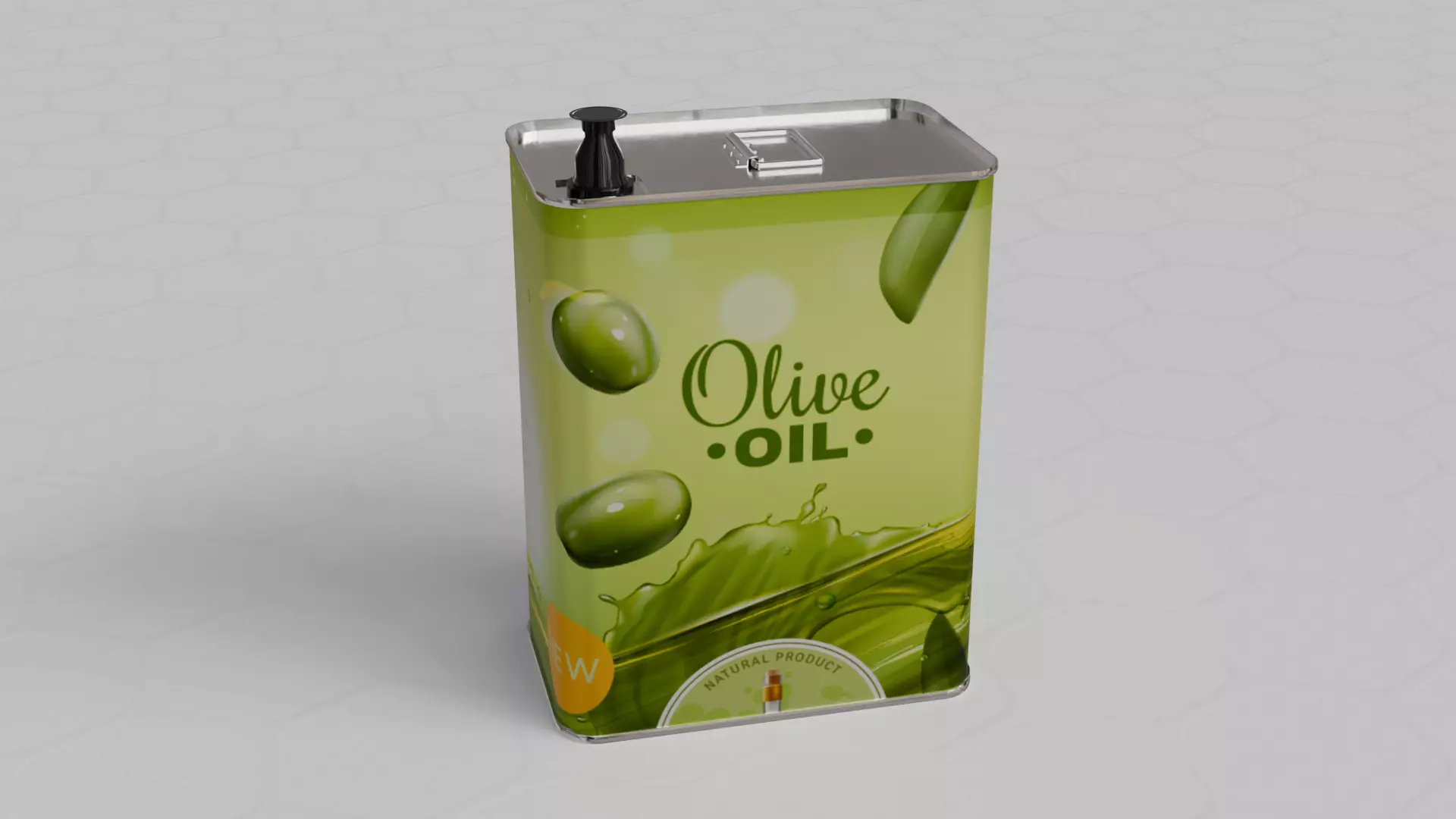 Square Aluminium Oil can tin 3D model_0