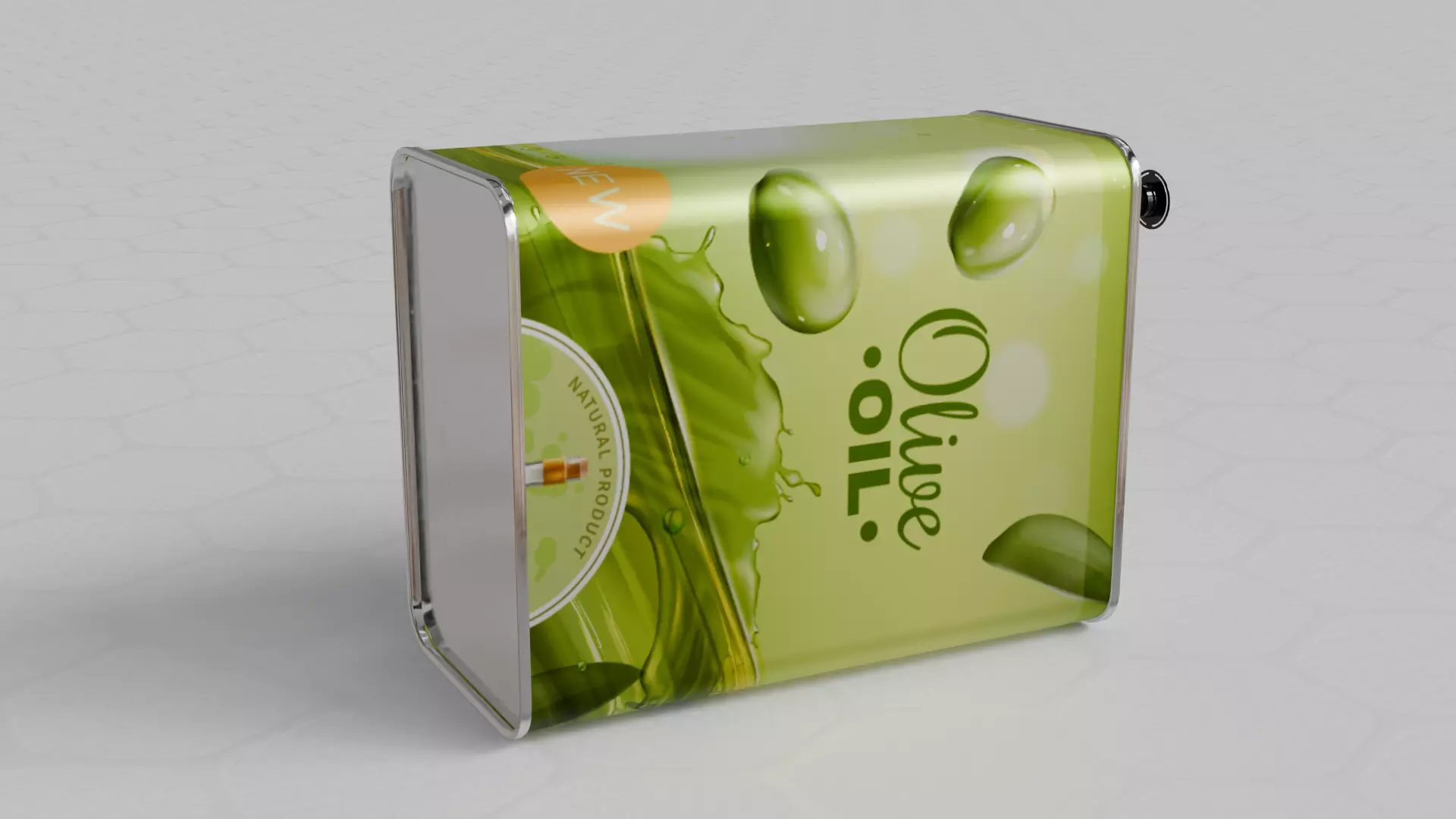 Square Aluminium Oil can tin 3D model_6