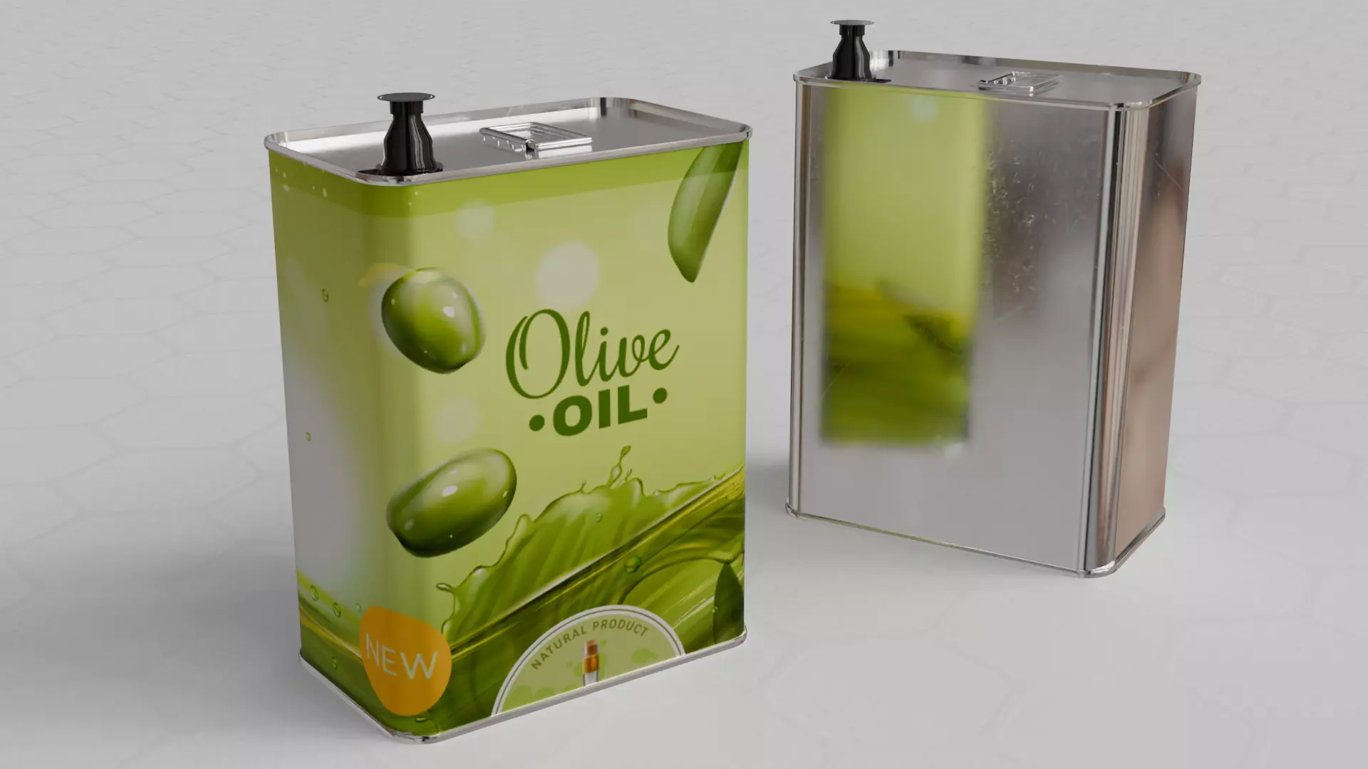 Square Aluminium Oil can tin 3D model_4