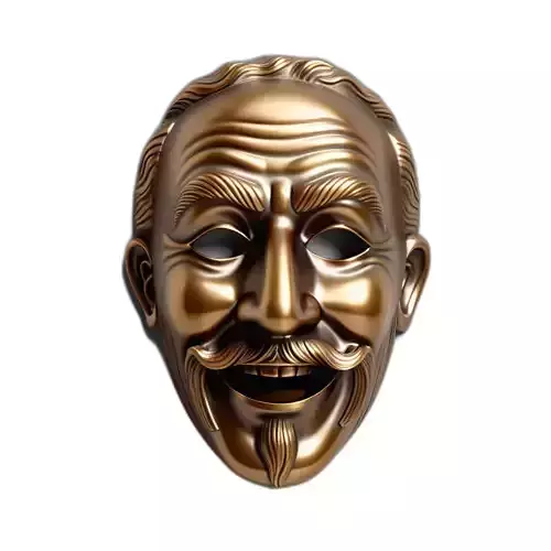 Golden Laughing Old Man Mask Low-poly 3D model